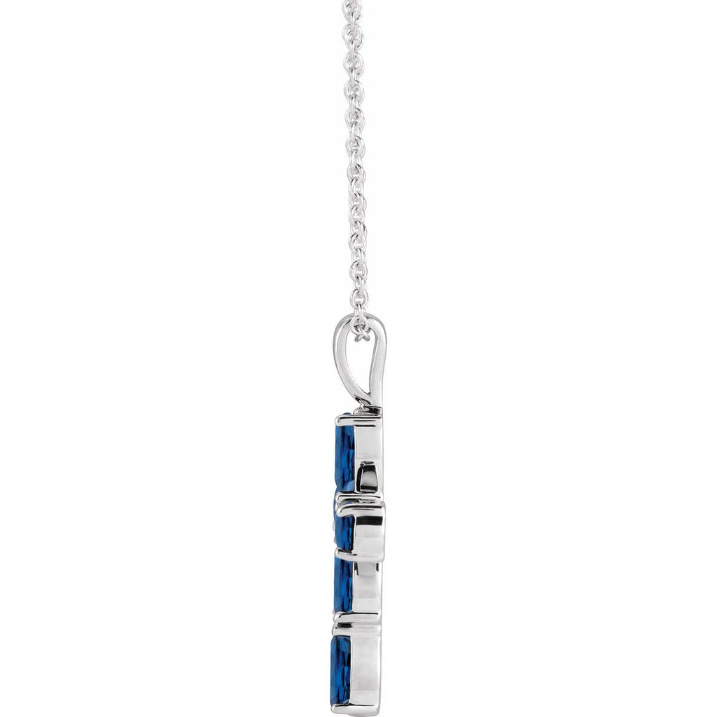 Natural Blue Sapphire Cross Necklace