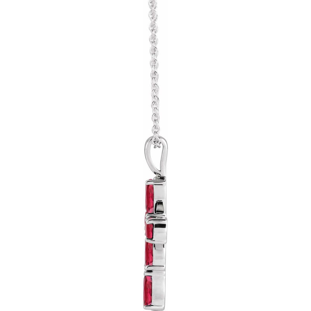 Natural Ruby Cross Necklace