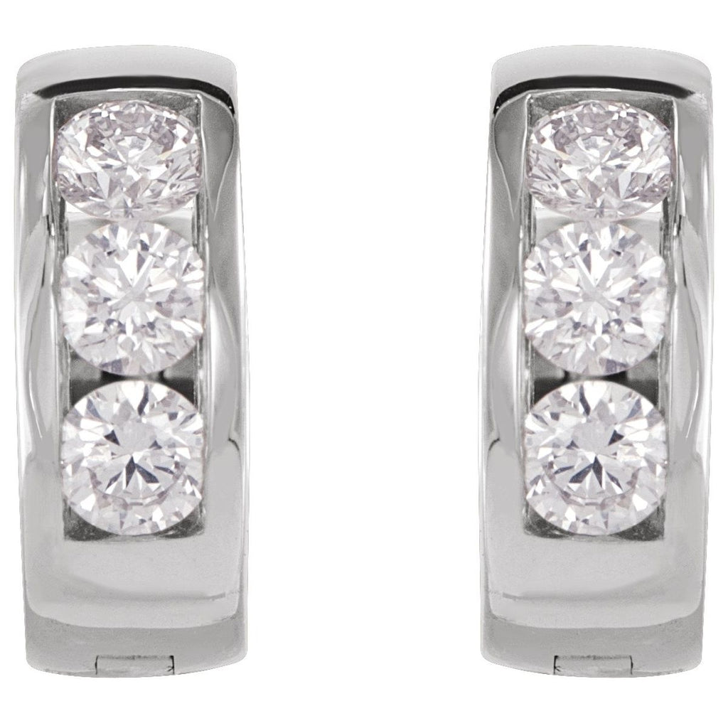 1/3 CTW Natural Diamond 10 mm Hinged Hoop Earrings in 14k white gold