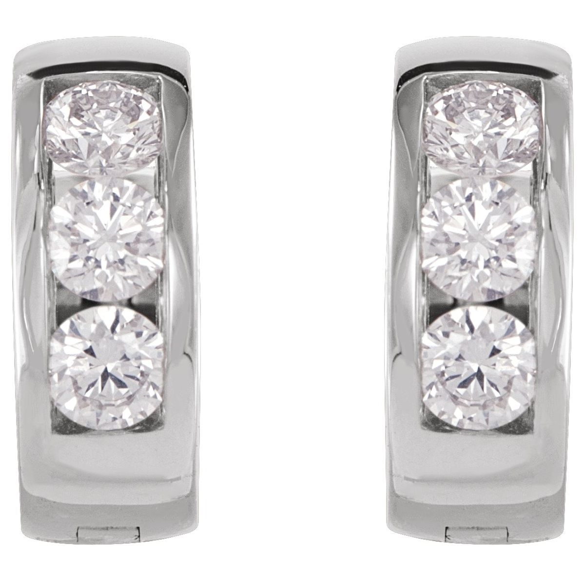 1/3 CTW Natural Diamond 10 mm Hinged Hoop Earrings in 14k white gold