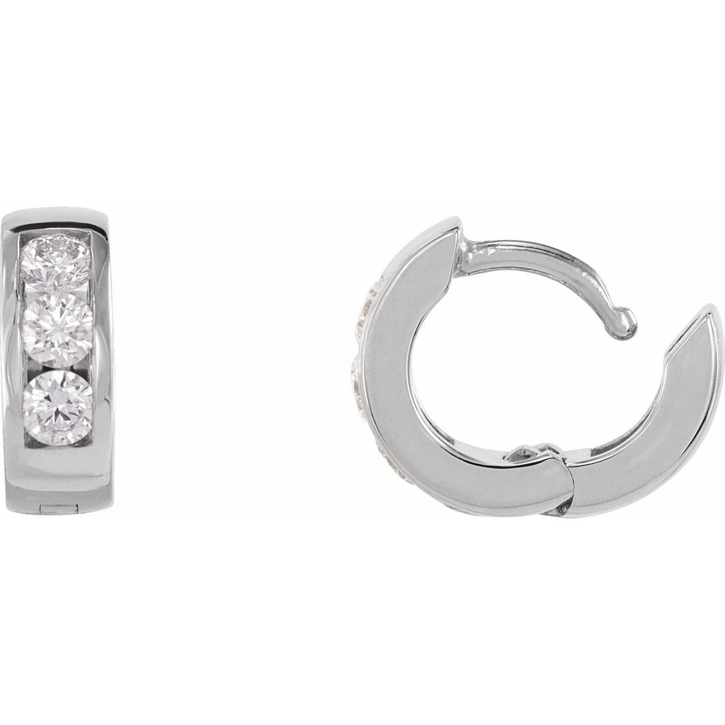 1/3 CTW Natural Diamond 10 mm Hinged Hoop Earrings in 14k white gold