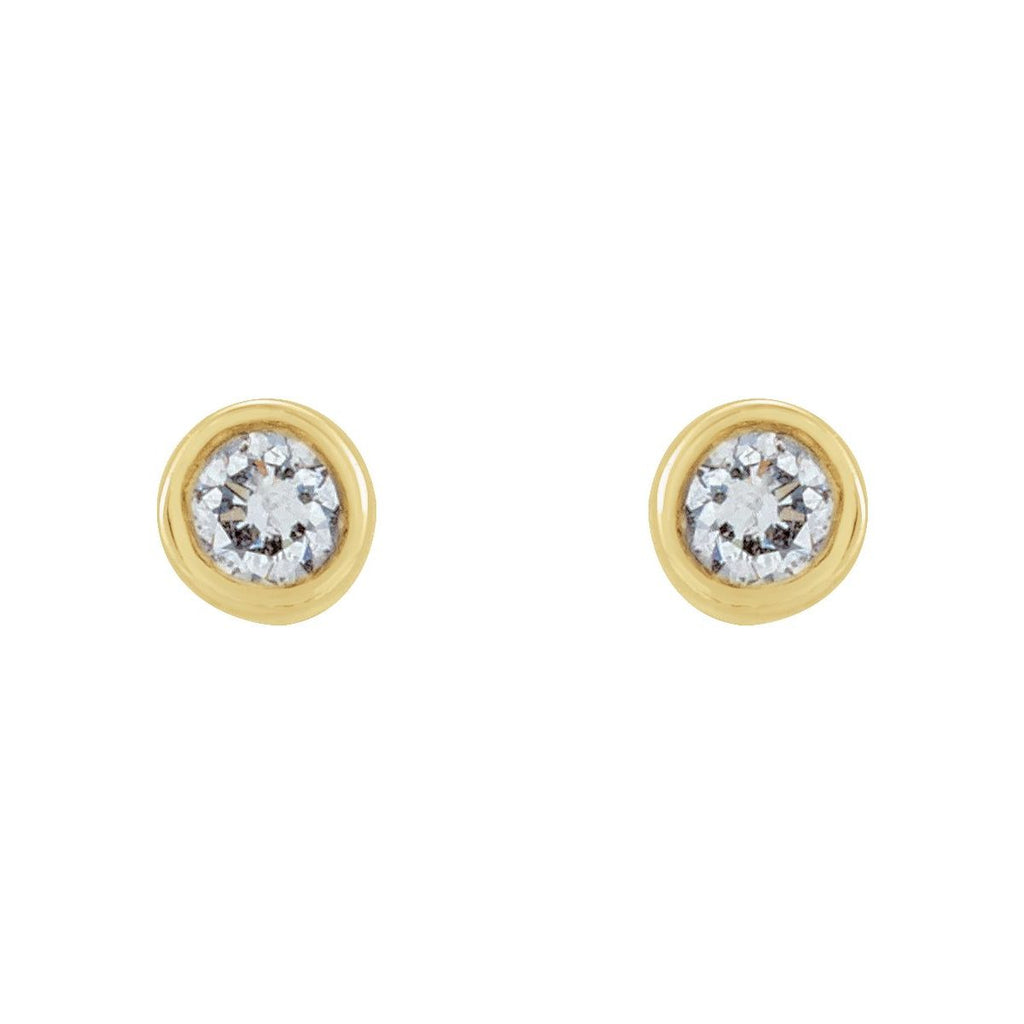 .03 CTW Natural Diamond Micro Bezel-Set Earrings in 14k yellow gold