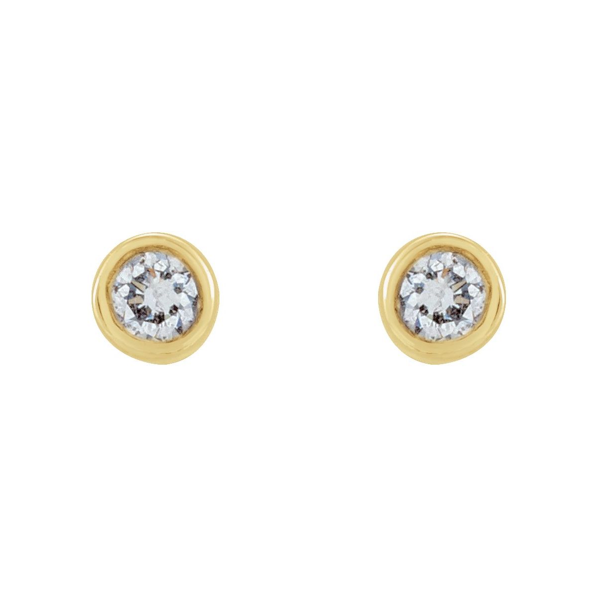 .03 CTW Natural Diamond Micro Bezel-Set Earrings in 14k yellow gold