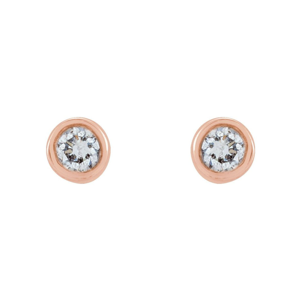 .03 CTW Natural Diamond Micro Bezel-Set Earrings in 14k rose gold