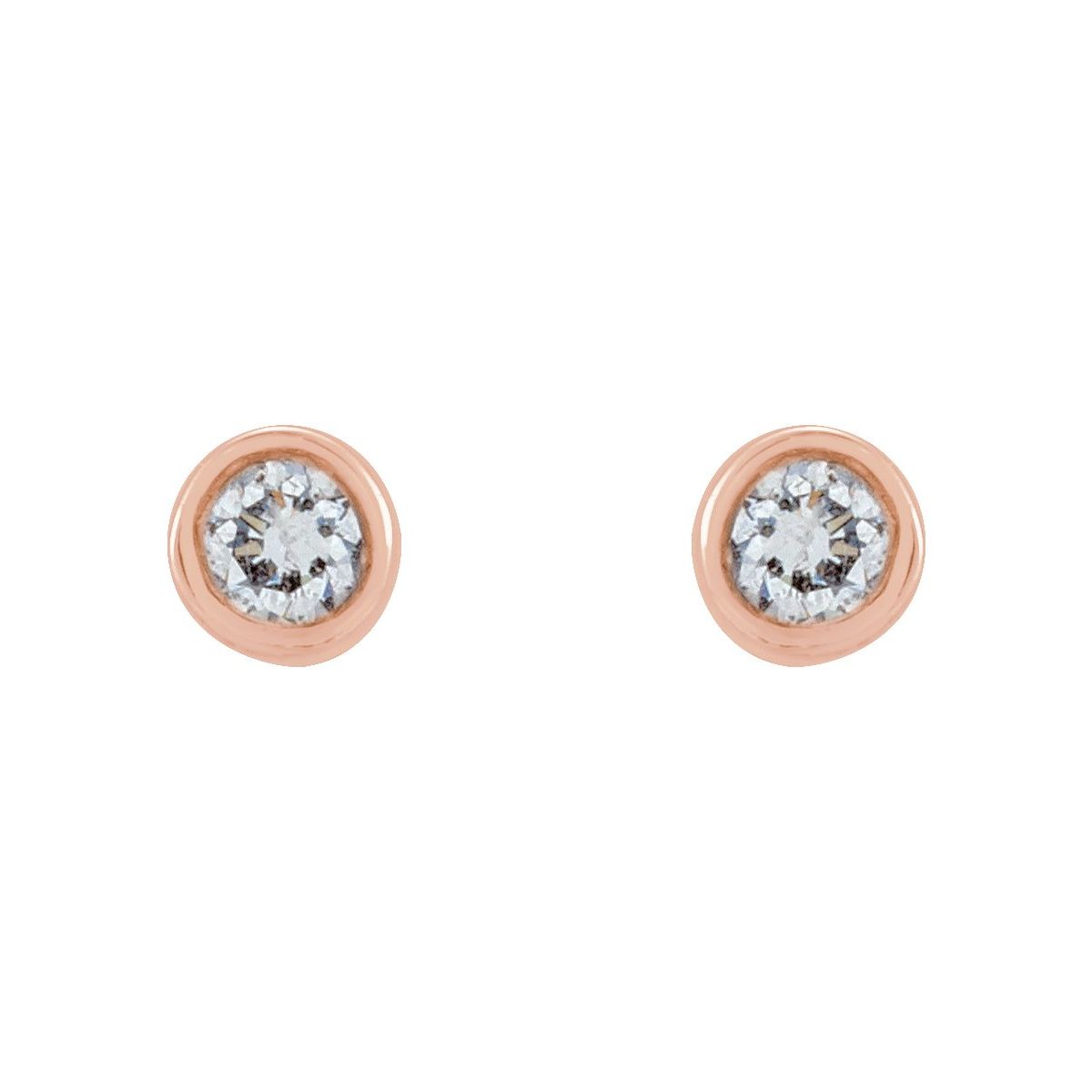 .03 CTW Natural Diamond Micro Bezel-Set Earrings in 14k rose gold