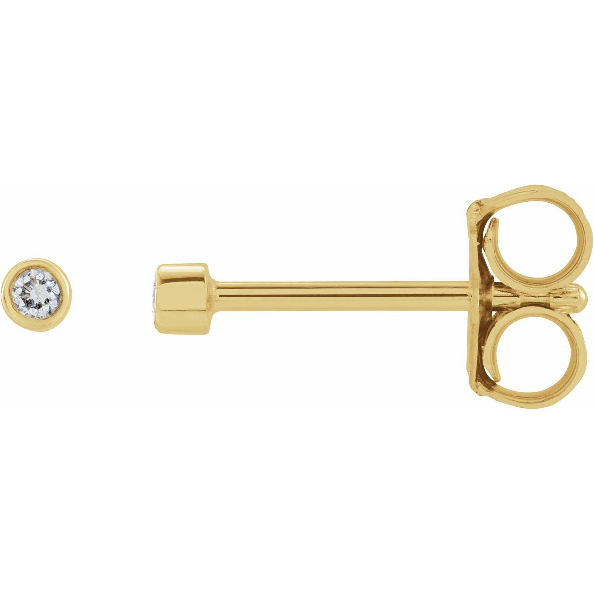 .03 CTW Natural Diamond Micro Bezel-Set Earrings in 14k yellow gold