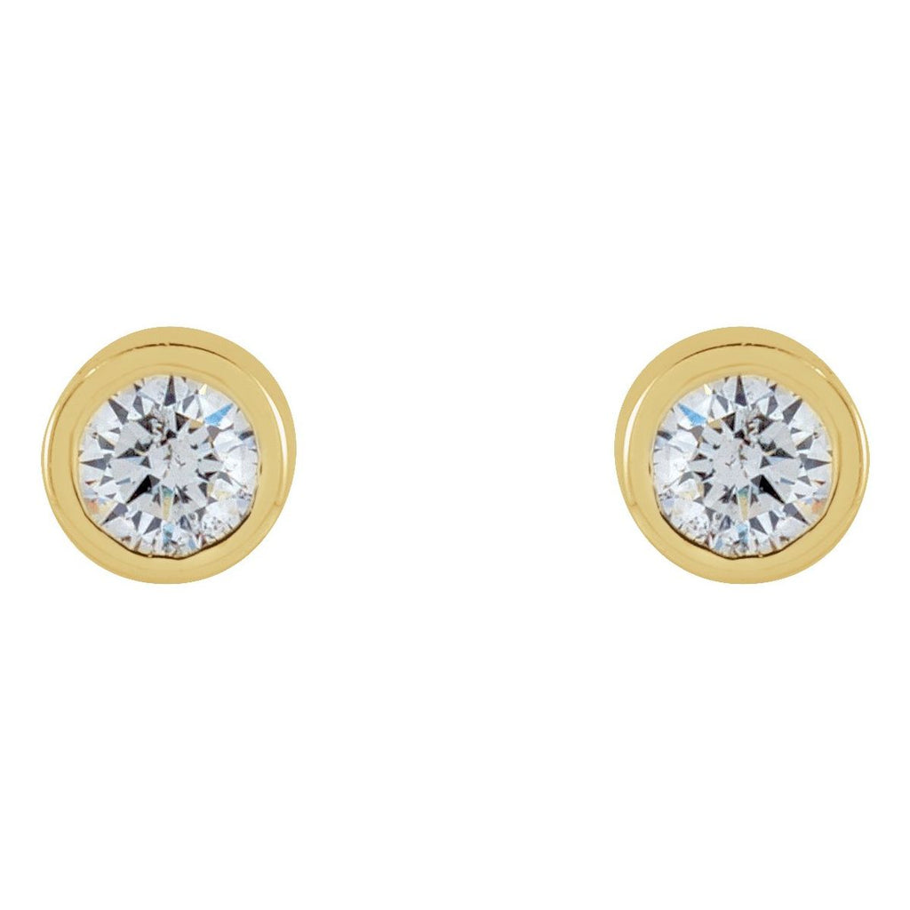 .04 CTW Natural Diamond Micro Bezel-Set Earrings in 14k yellow gold