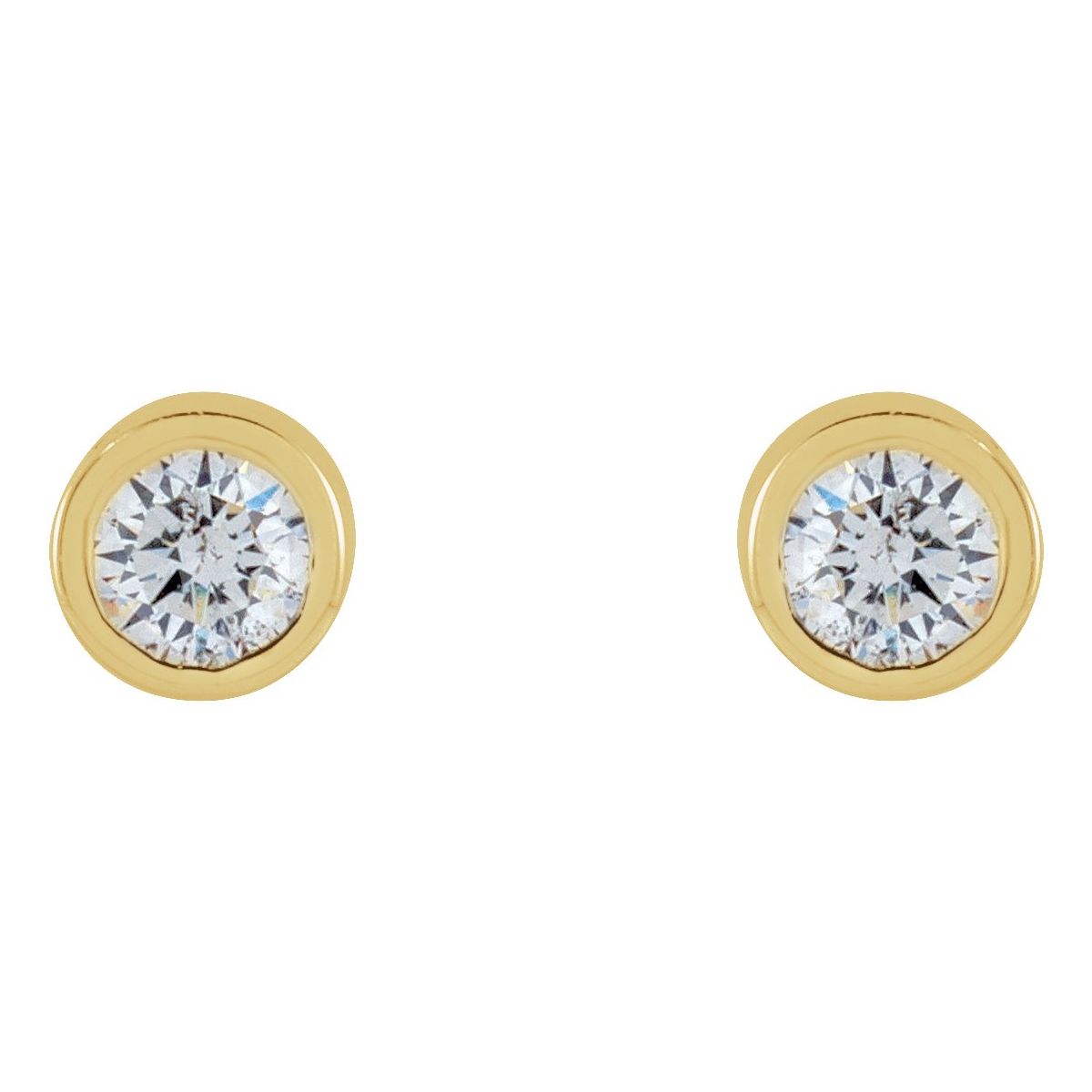.04 CTW Natural Diamond Micro Bezel-Set Earrings in 14k yellow gold