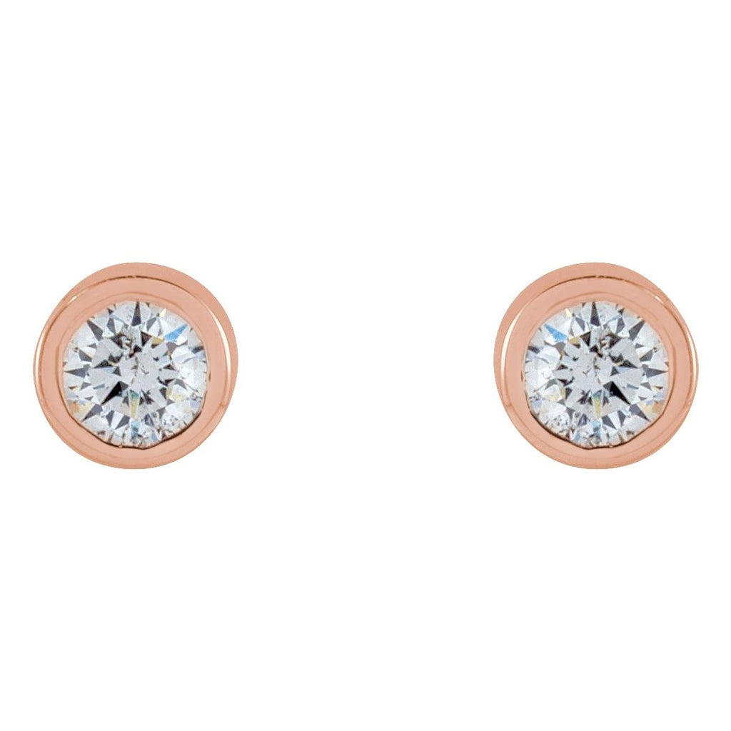 .04 CTW Natural Diamond Micro Bezel-Set Earrings in 14k rose gold