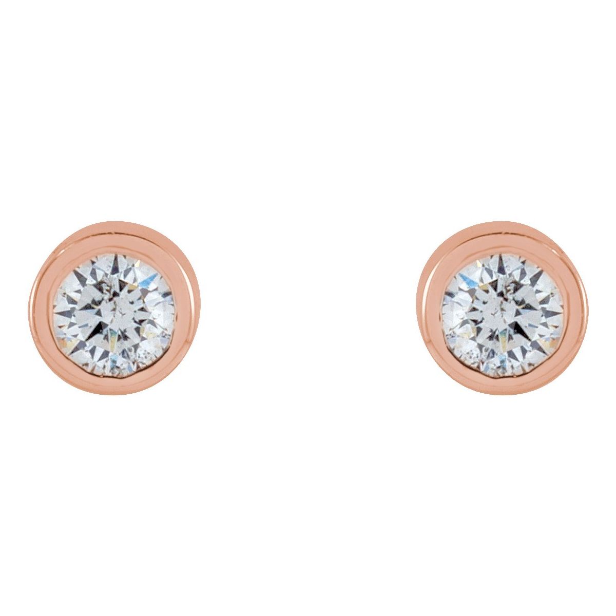 .04 CTW Natural Diamond Micro Bezel-Set Earrings in 14k rose gold