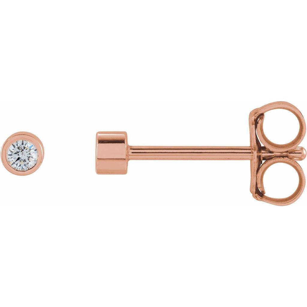 .04 CTW Natural Diamond Micro Bezel-Set Earrings in 14k rose gold