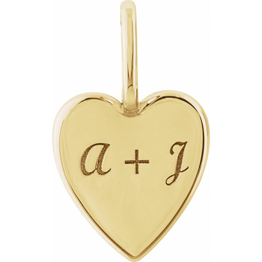 Engravable Heart Charm/Pendant in 14k yellow gold