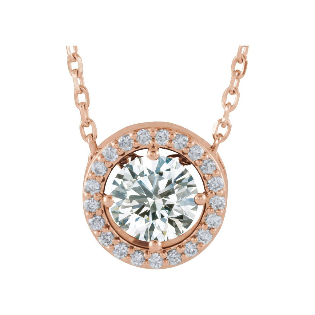 1/2 CTW Natural Diamond Necklace in 14k rose gold