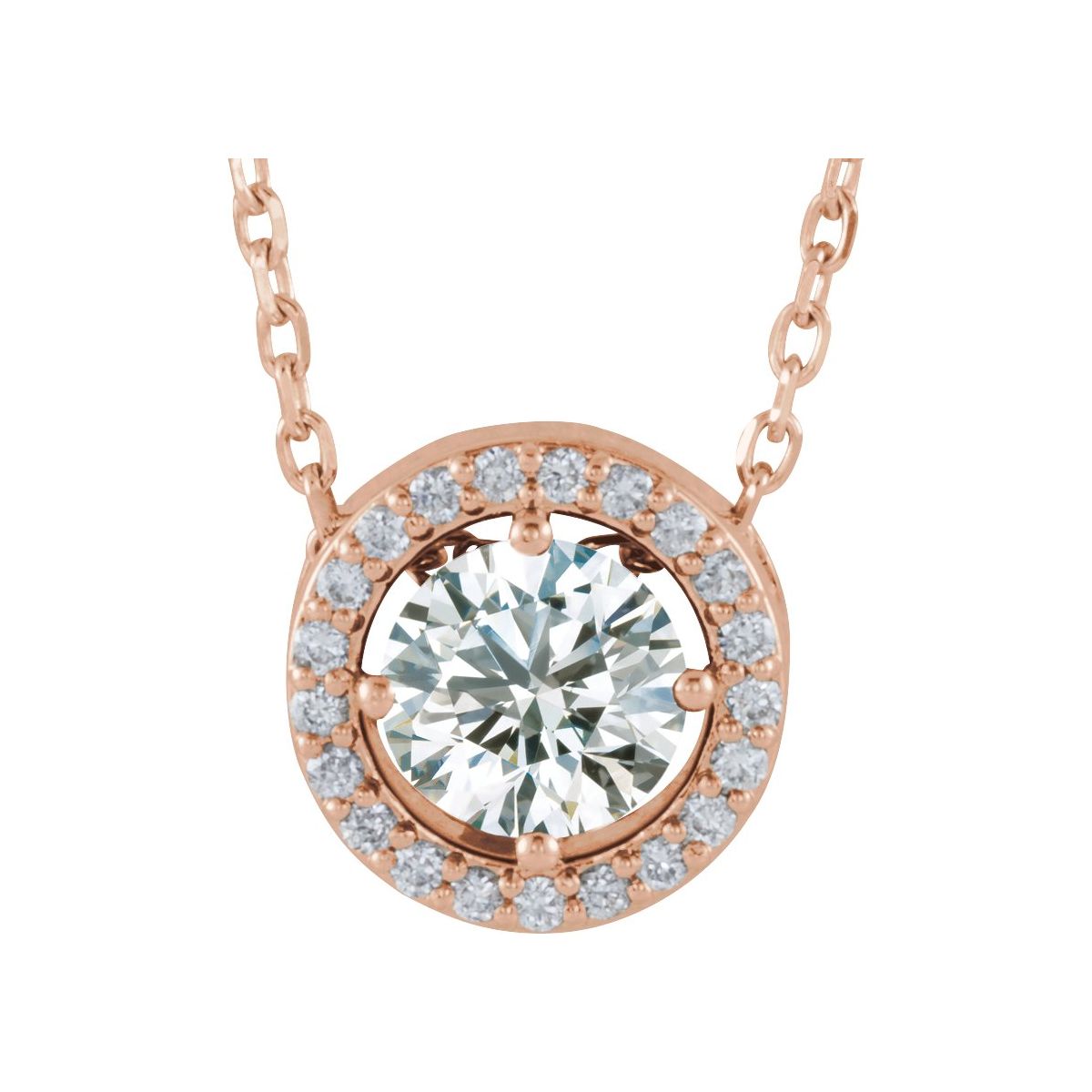 1/2 CTW Natural Diamond Necklace in 14k rose gold