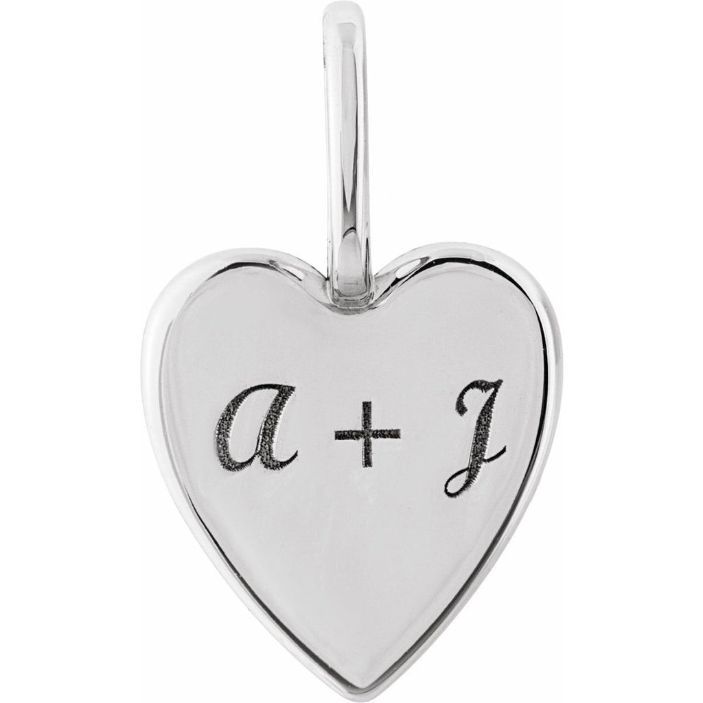 Engravable Heart Charm/Pendant in 14k white gold