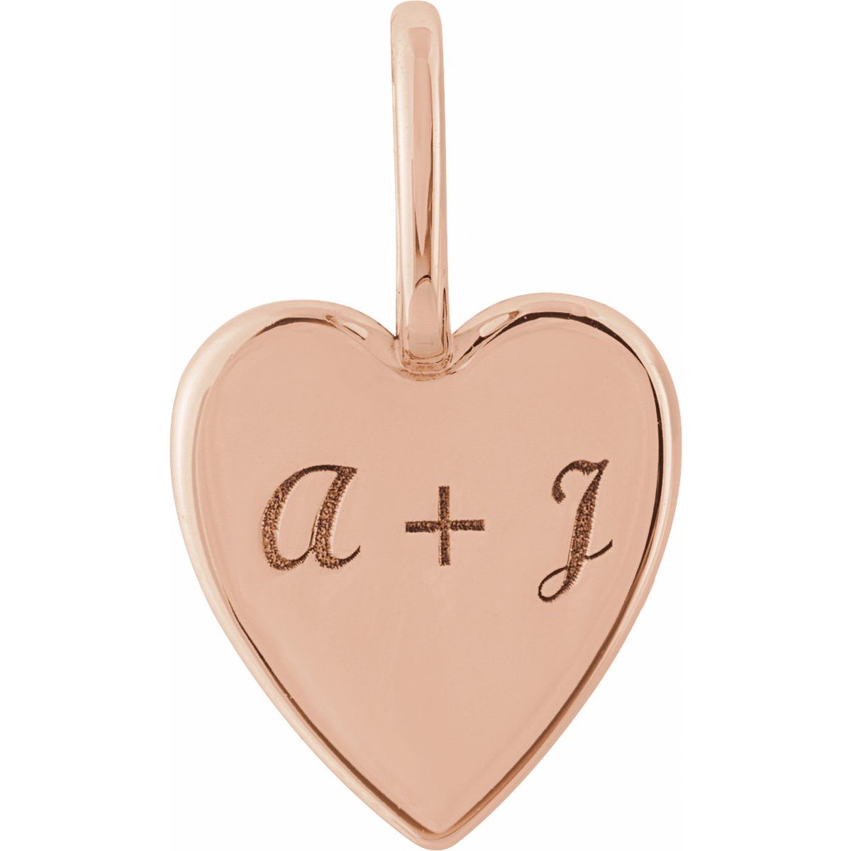 Engravable Heart Charm/Pendant in 14k rose gold