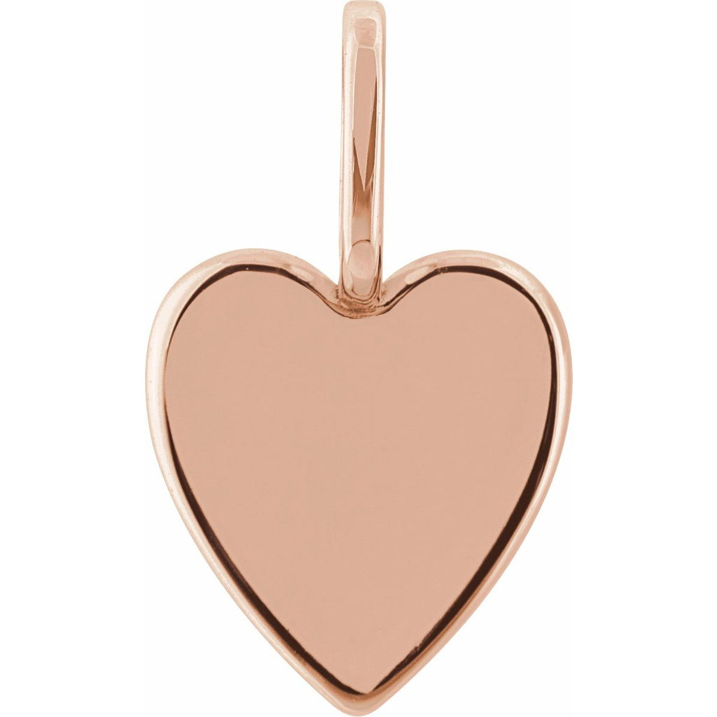 Engravable Heart Charm/Pendant in 14k rose gold