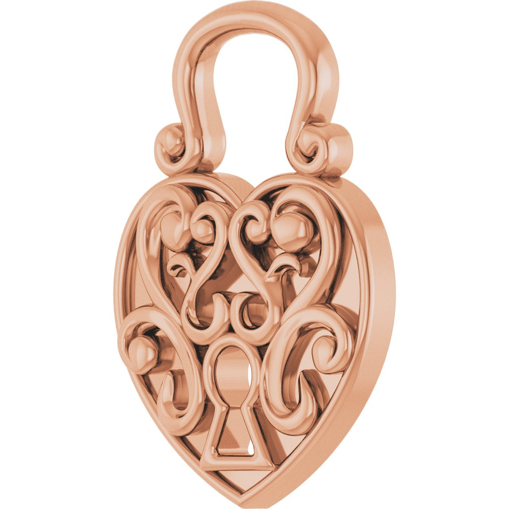 15.3x10.7 mm Vintage-Inspired Lock Pendant in 14k rose gold