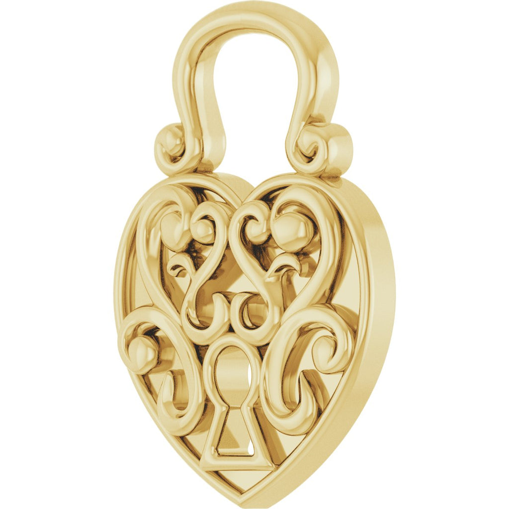 15.3x10.7 mm Vintage-Inspired Lock Pendant in 14k yellow gold