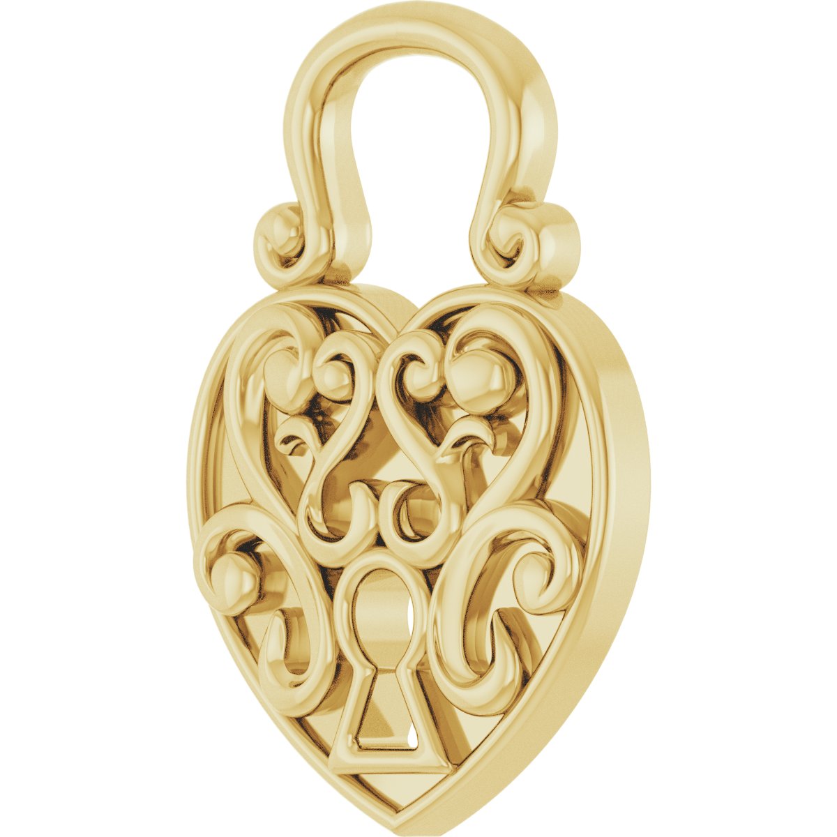 15.3x10.7 mm Vintage-Inspired Lock Pendant in 14k yellow gold