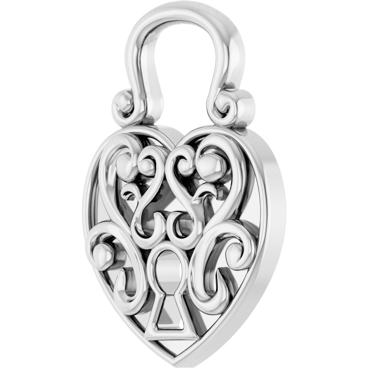 15.3x10.7 mm Vintage-Inspired Lock Pendant in 14k white gold