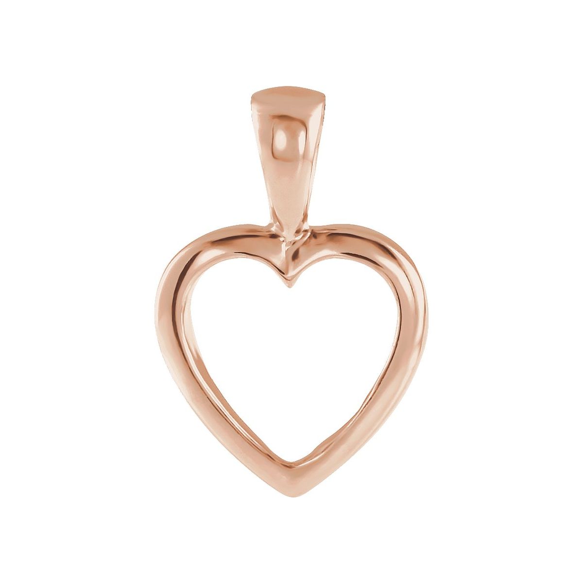 15x10 mm Open Heart Pendant in 14k rose gold