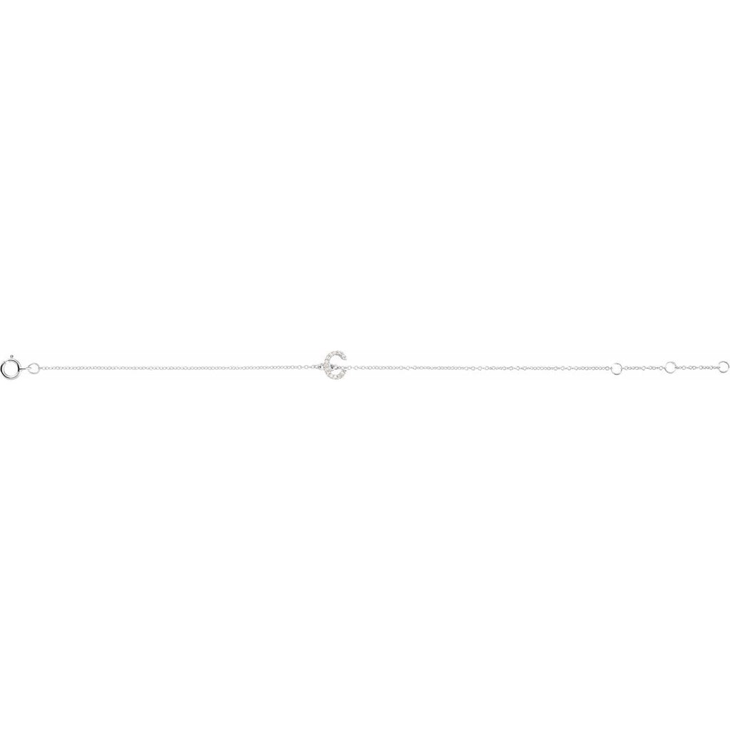 .04 CTW Natural Diamond Initial C Bracelet in 14k white gold