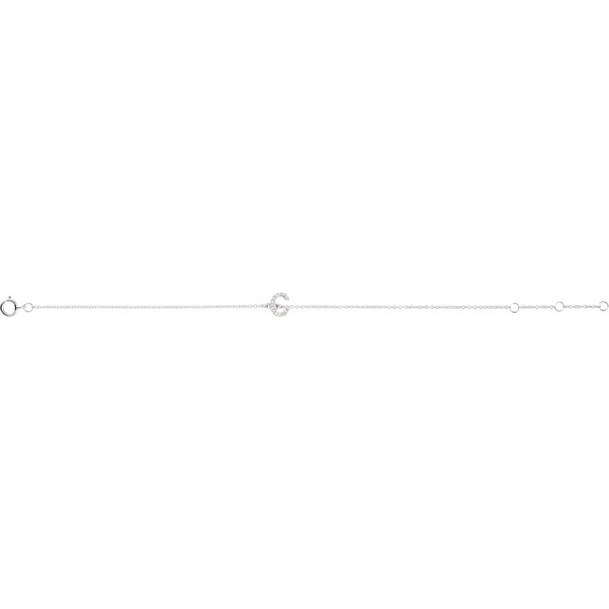 .04 CTW Natural Diamond Initial C Bracelet in 14k white gold