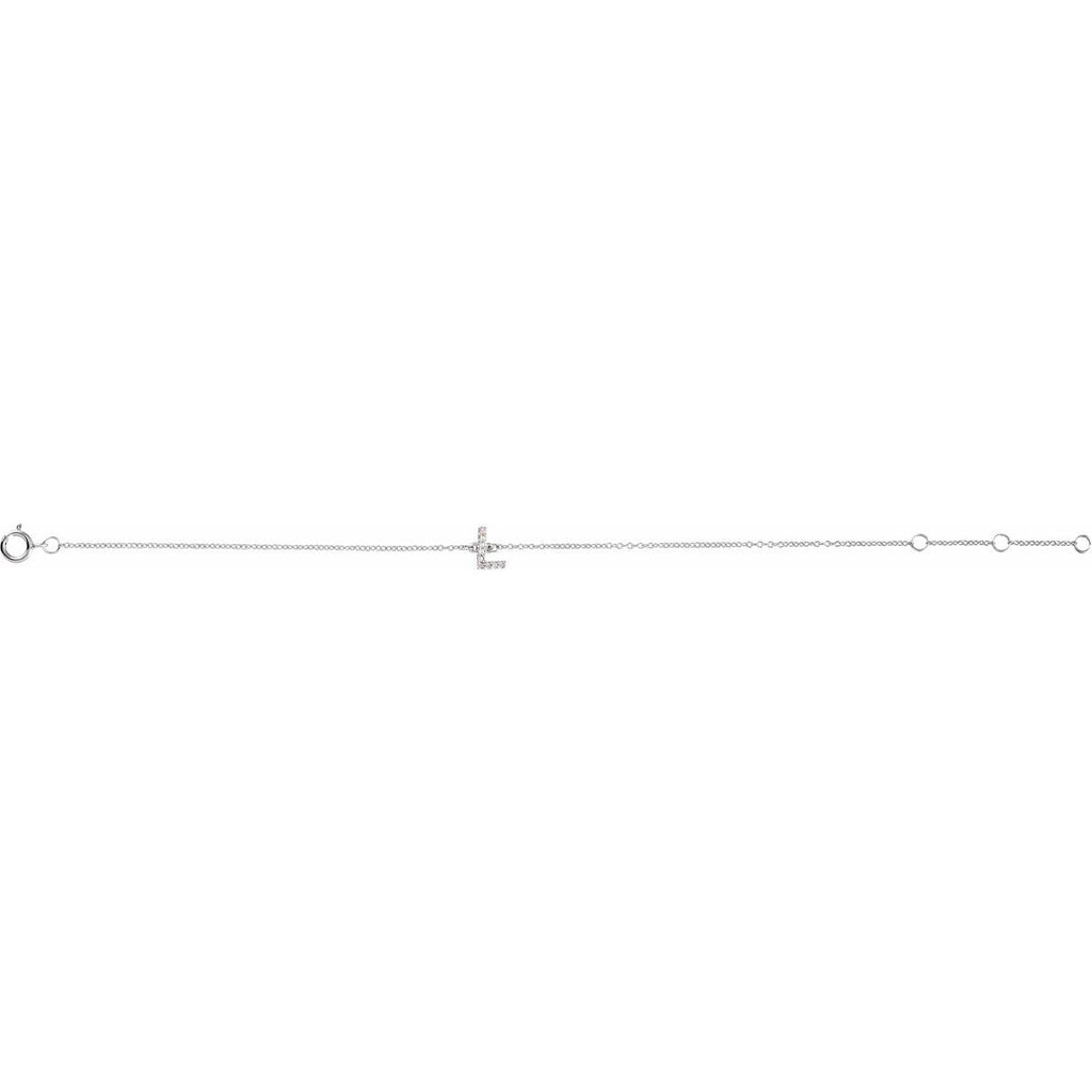 .04 CTW Natural Diamond Initial L Bracelet in 14k white gold