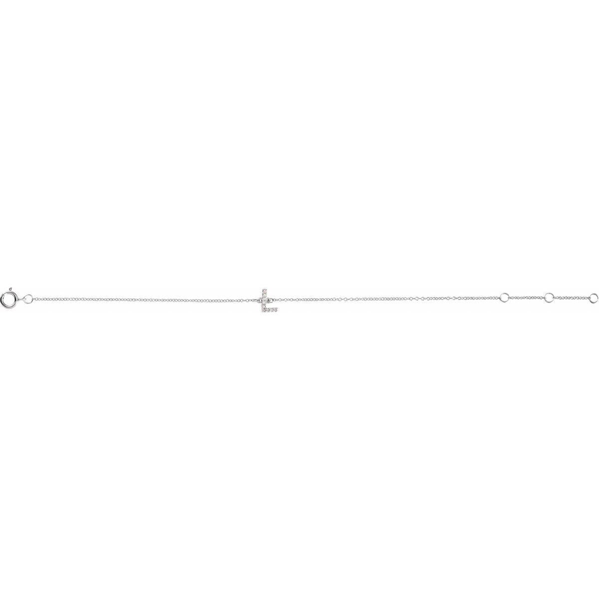.04 CTW Natural Diamond Initial L Bracelet in 14k white gold