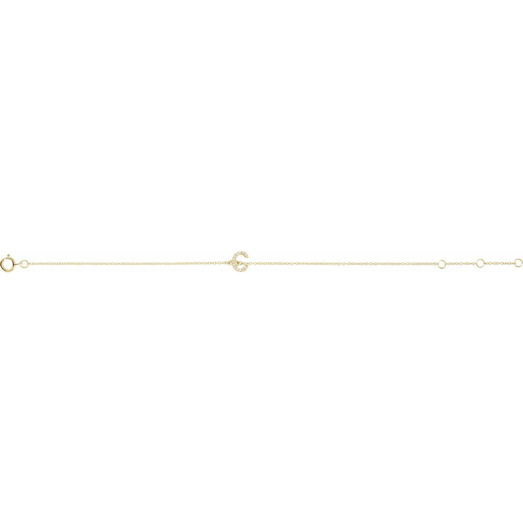.04 CTW Natural Diamond Initial C Bracelet in 14k yellow gold