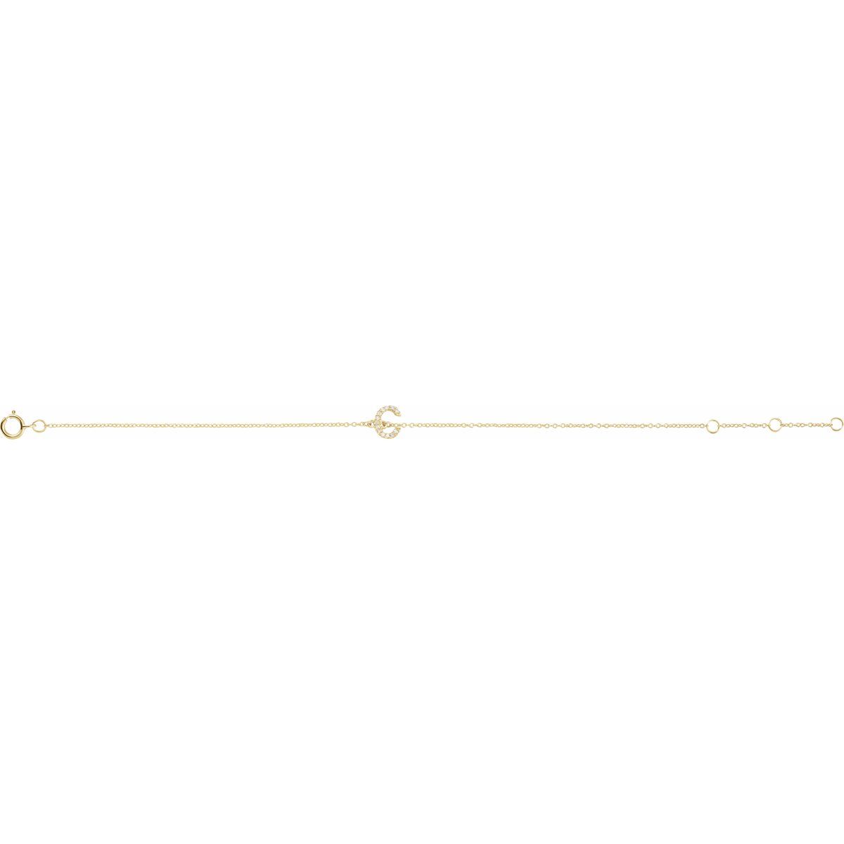 .04 CTW Natural Diamond Initial C Bracelet in 14k yellow gold