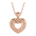 12.9x10.1 mm Pierced Heart Necklace in 14k rose gold