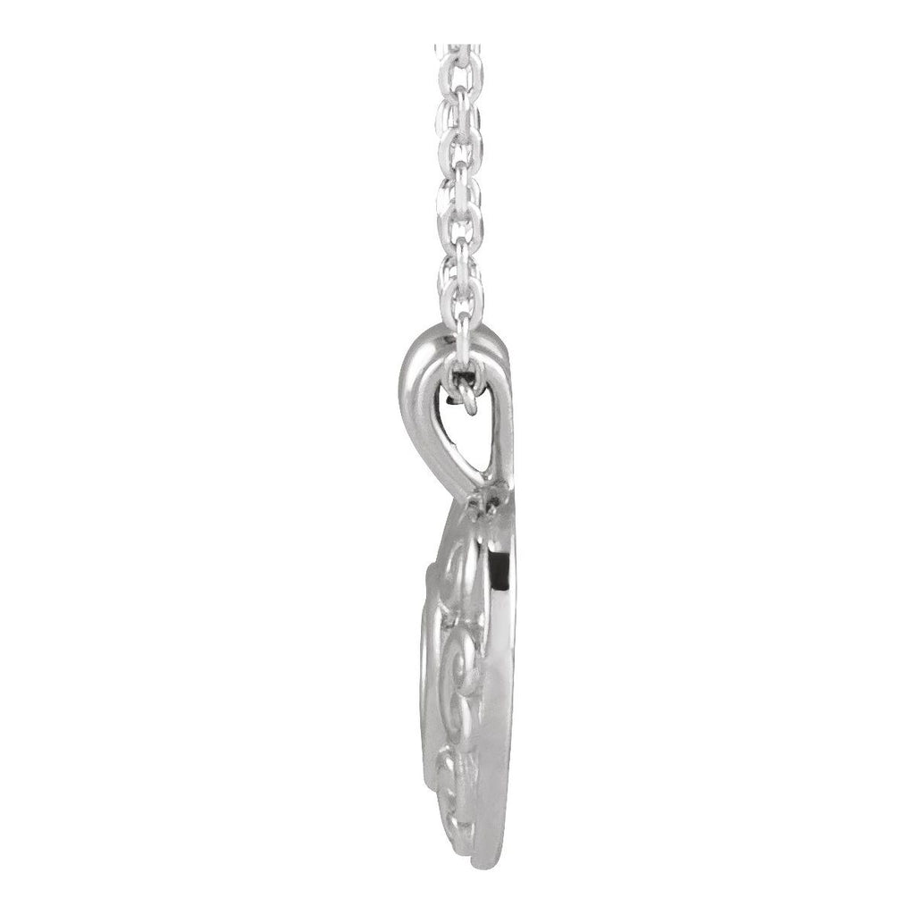 12.9x10.1 mm Pierced Heart Necklace in 14k white gold