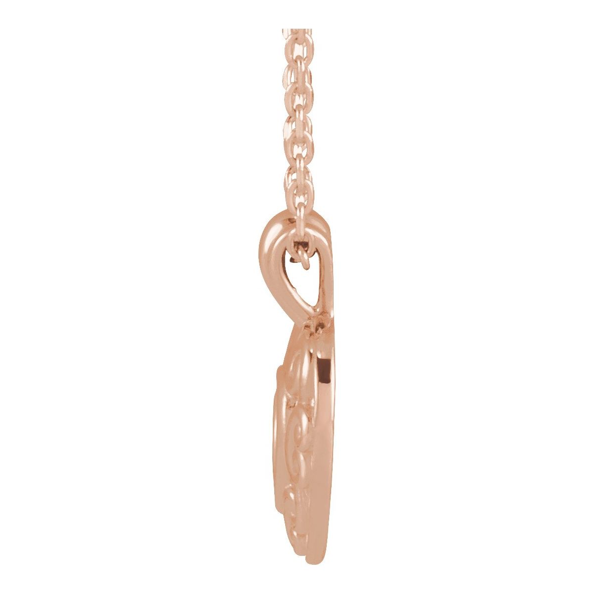 12.9x10.1 mm Pierced Heart Necklace in 14k rose gold