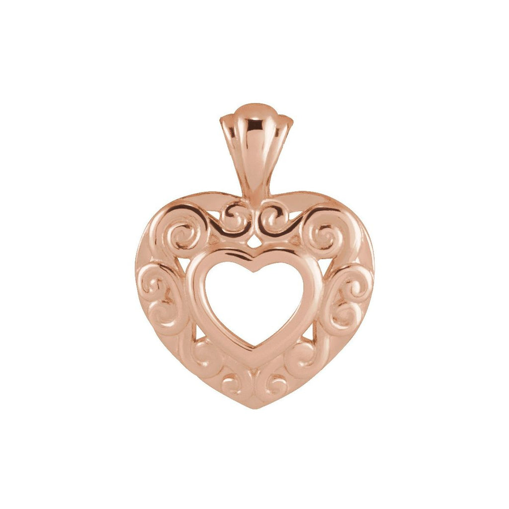 12.9x10.1 mm Heart Pendant in 14k rose gold