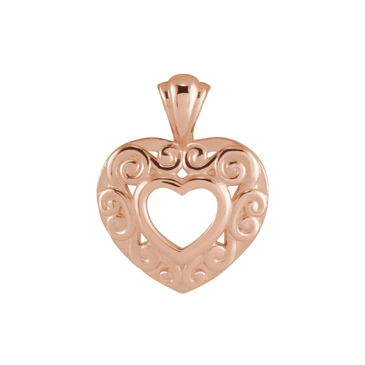 12.9x10.1 mm Heart Pendant in 14k rose gold