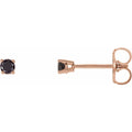 Natural Black Diamond Four-Prong Stud Earrings in 14k rose gold