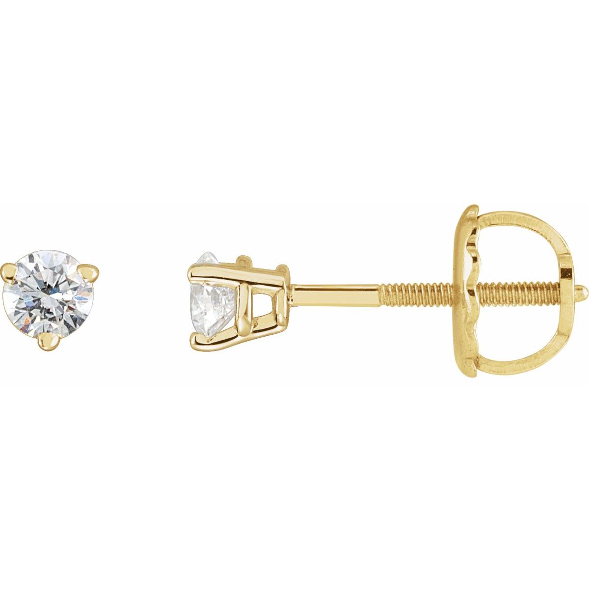 .06 CTW Natural Diamond Earrings in 14k yellow gold