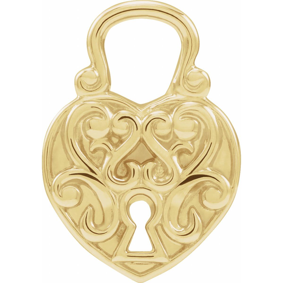 15.3x10.7 mm Vintage-Inspired Lock Pendant in 14k yellow gold