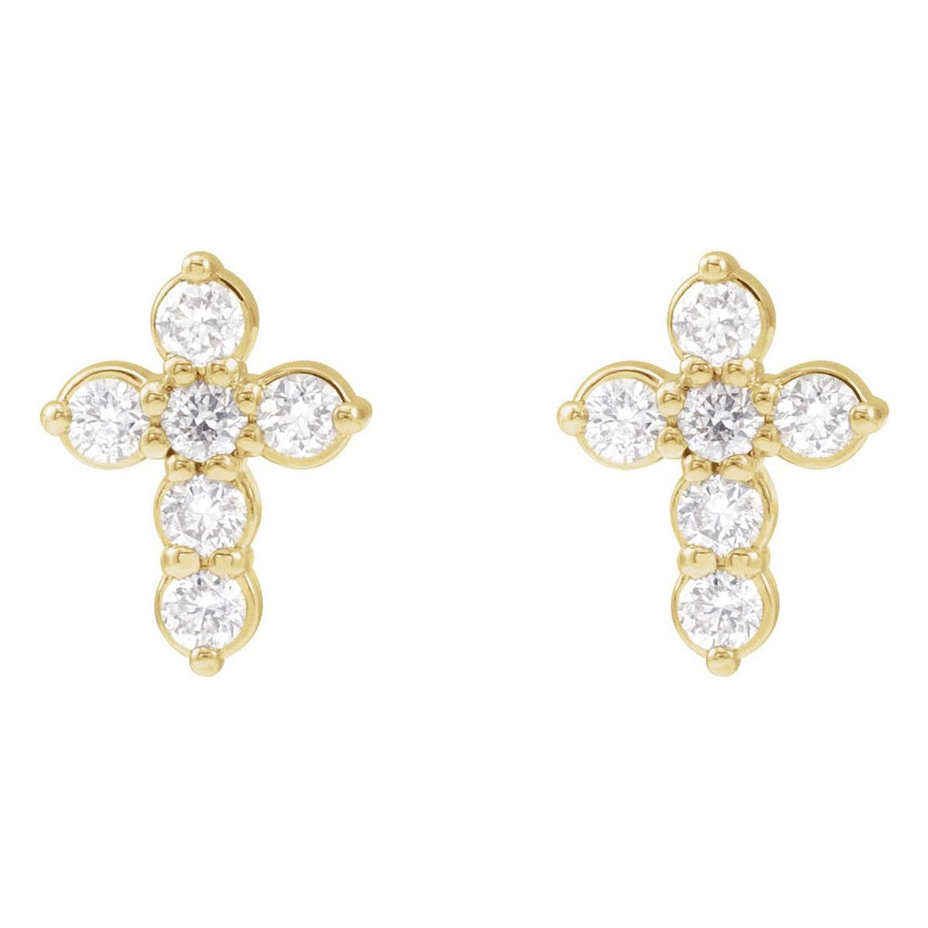 3/4 CTW Natural Diamond Cross Earrings in 14k yellow gold