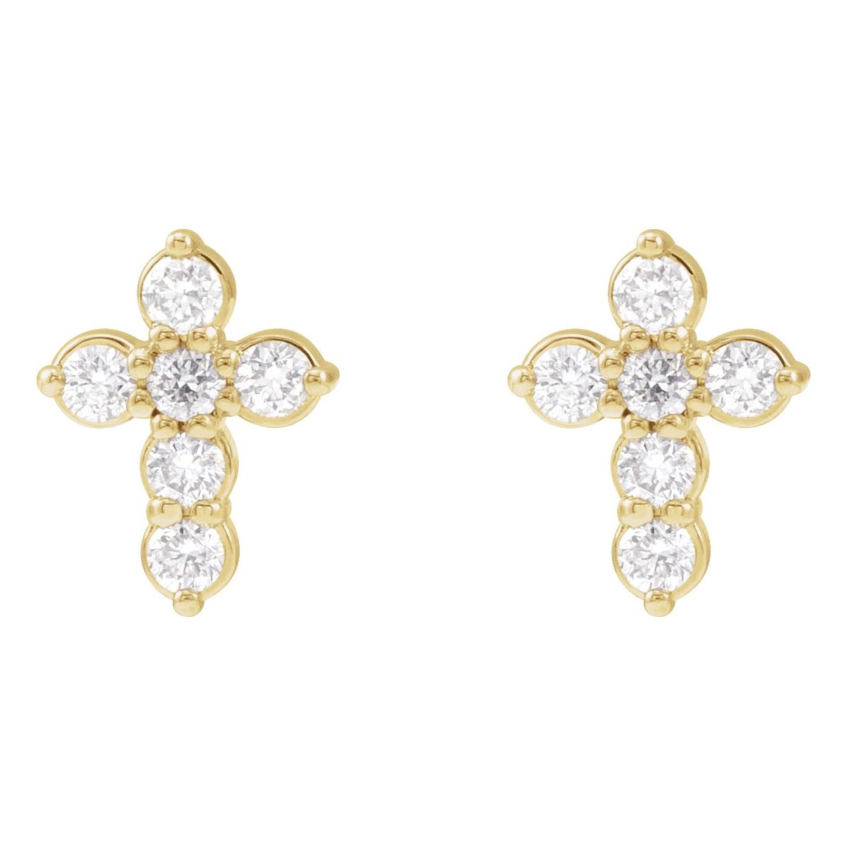 3/4 CTW Natural Diamond Cross Earrings in 14k yellow gold