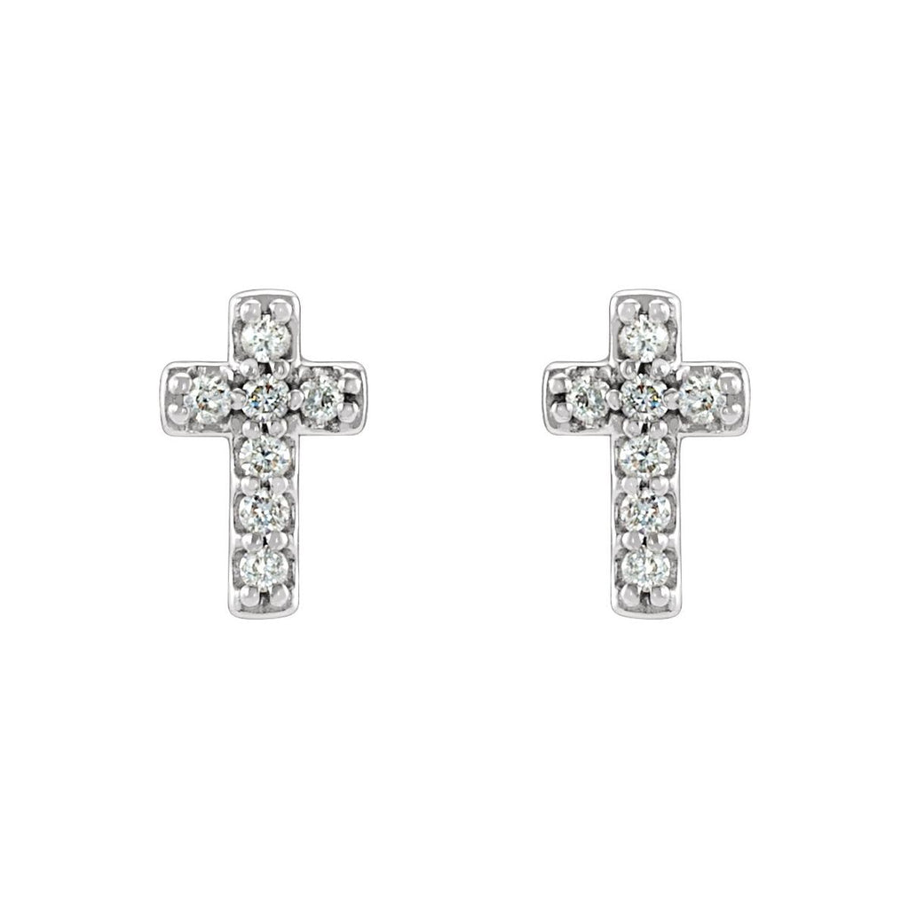 .06 CTW Natural Diamond Cross Earrings in 14k white gold