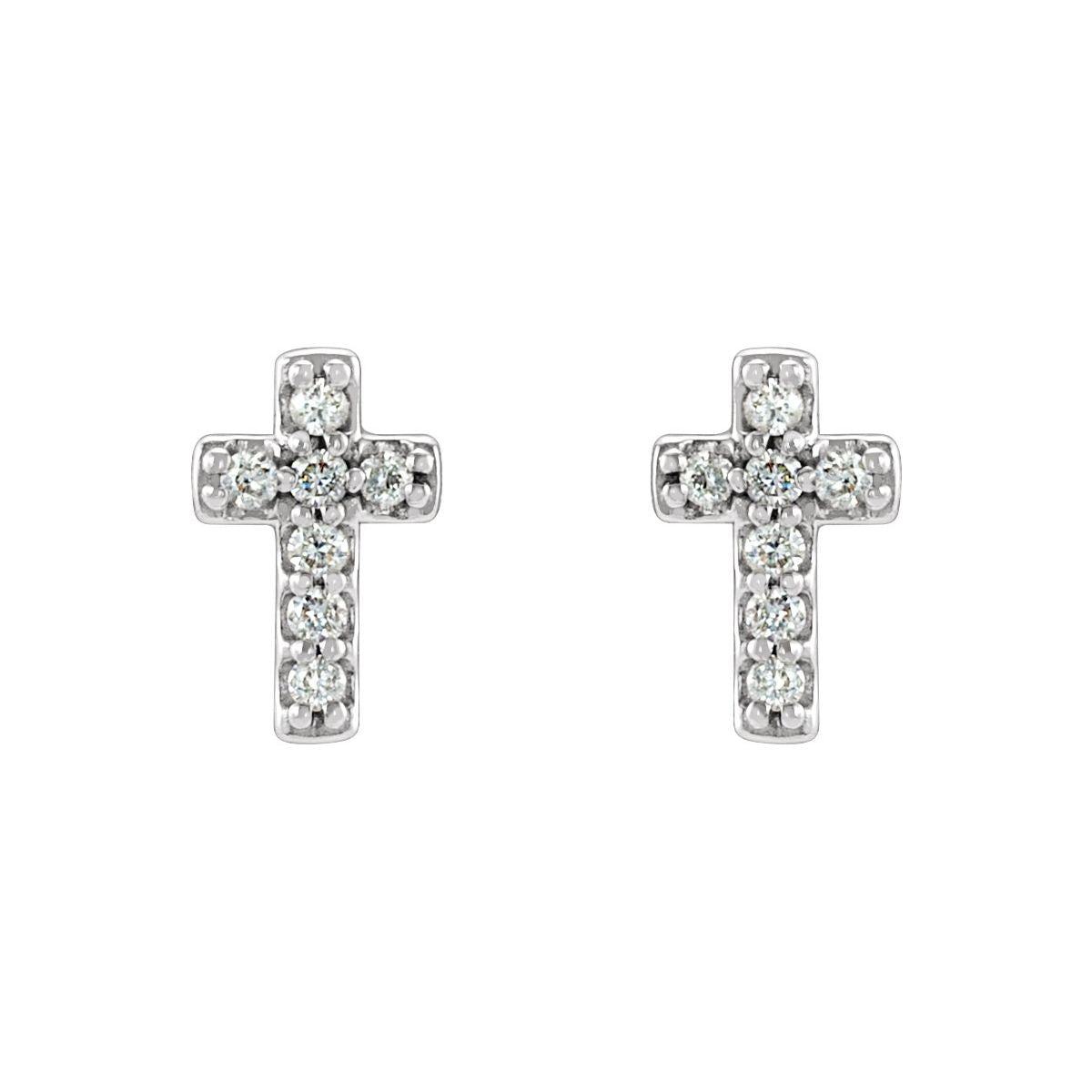 .06 CTW Natural Diamond Cross Earrings in 14k white gold