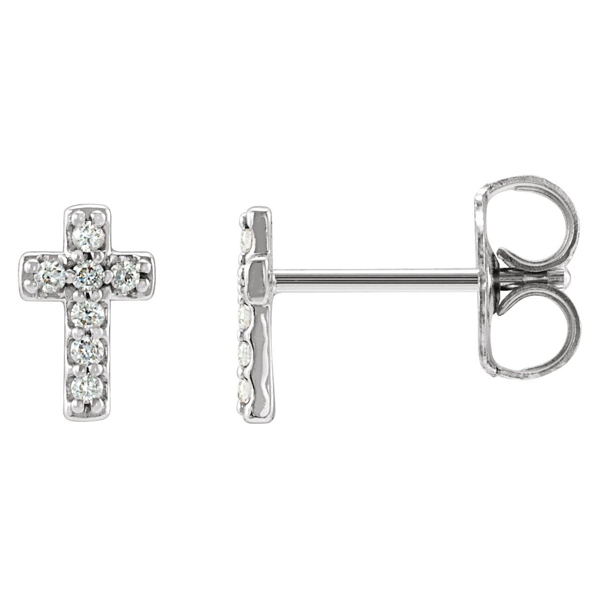 .06 CTW Natural Diamond Cross Earrings in 14k white gold