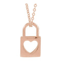 13.6x9 mm Cutout Heart Lock Necklace in 14k rose gold