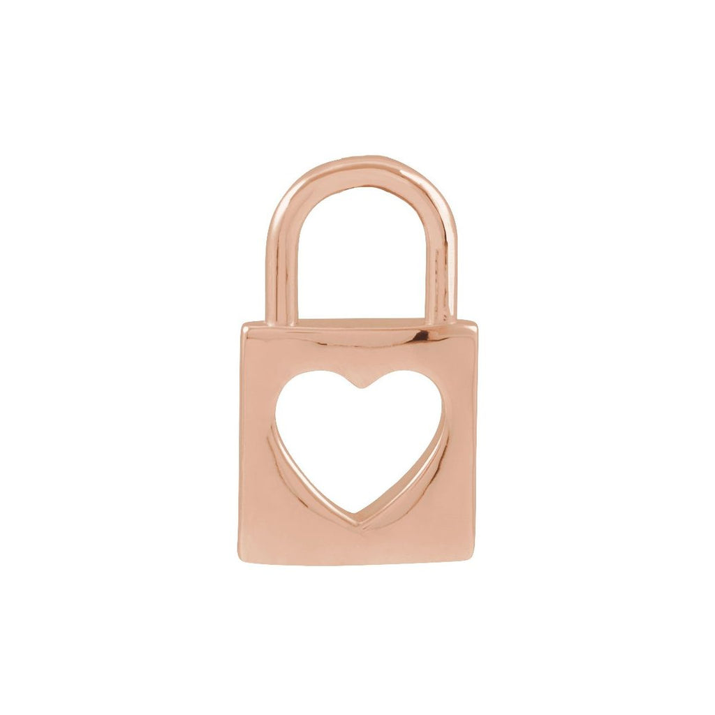 13.6x9 mm Cutout Heart Lock Pendant in 14k rose gold