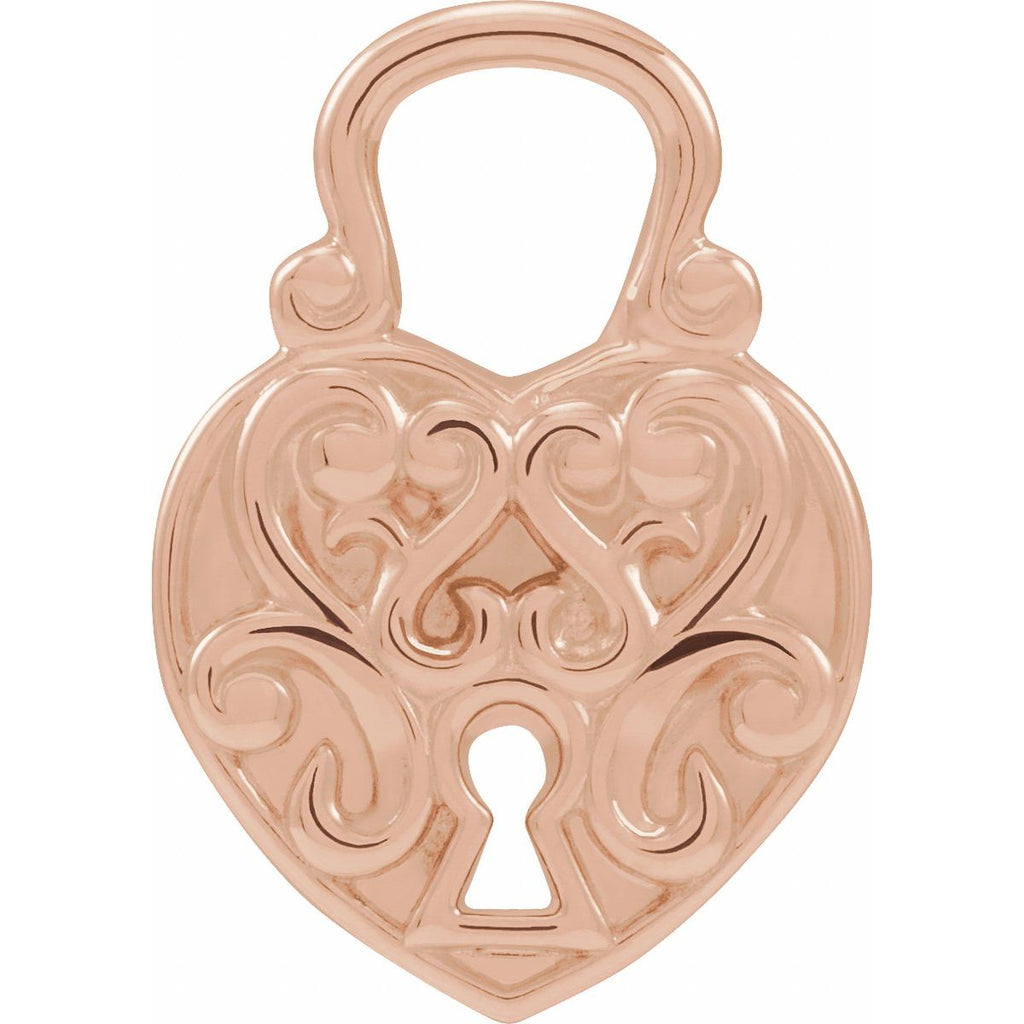 15.3x10.7 mm Vintage-Inspired Lock Pendant in 14k rose gold