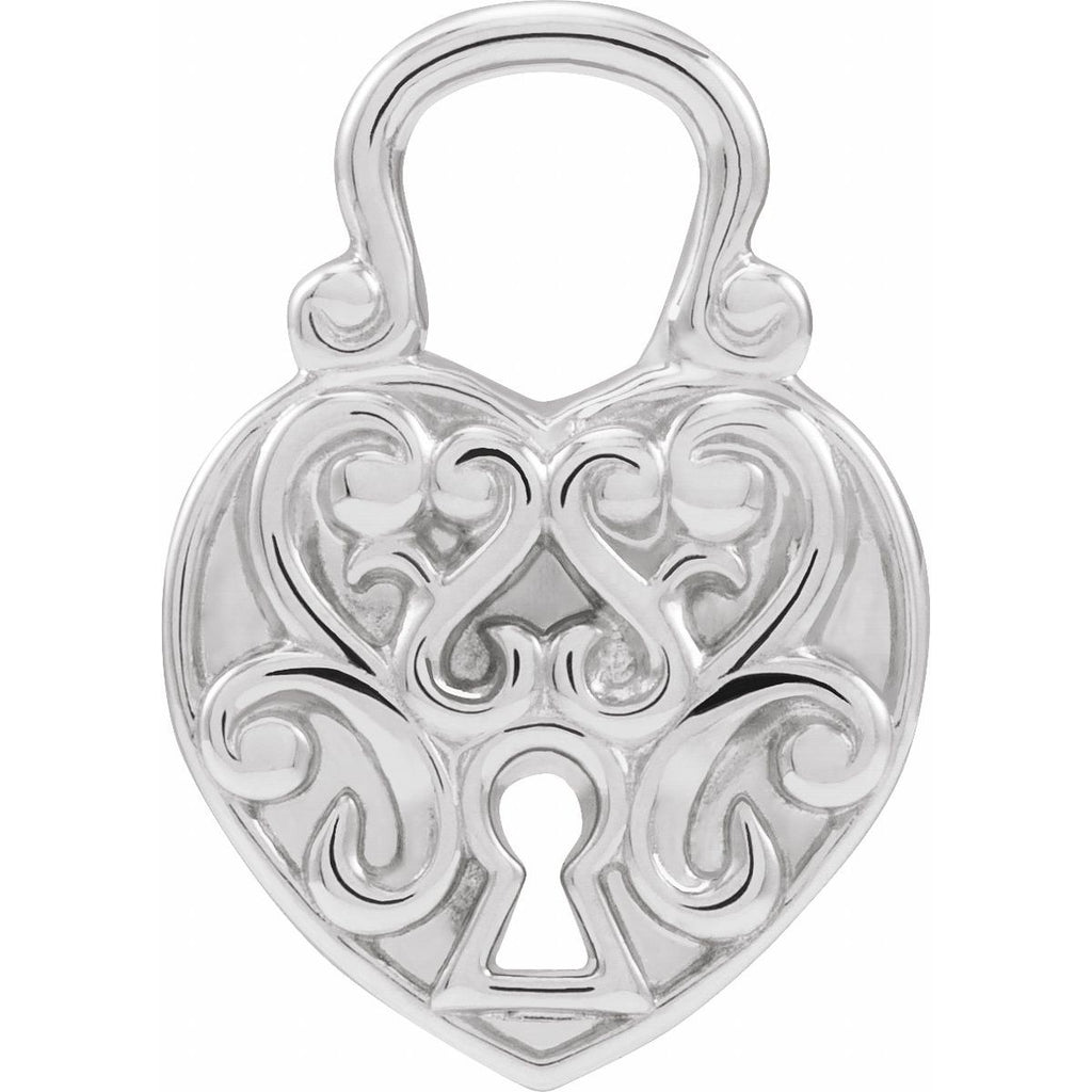 15.3x10.7 mm Vintage-Inspired Lock Pendant in 14k white gold