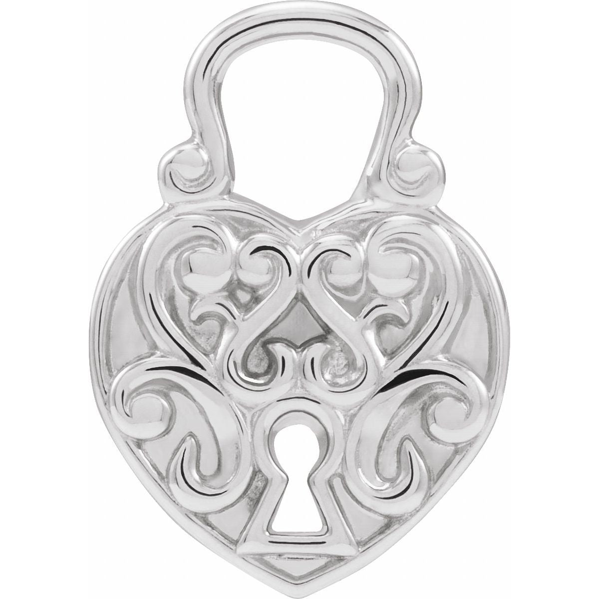 15.3x10.7 mm Vintage-Inspired Lock Pendant in 14k white gold